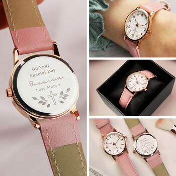 Personalised Holy Communion Pink Watch Gift, 3 of 3