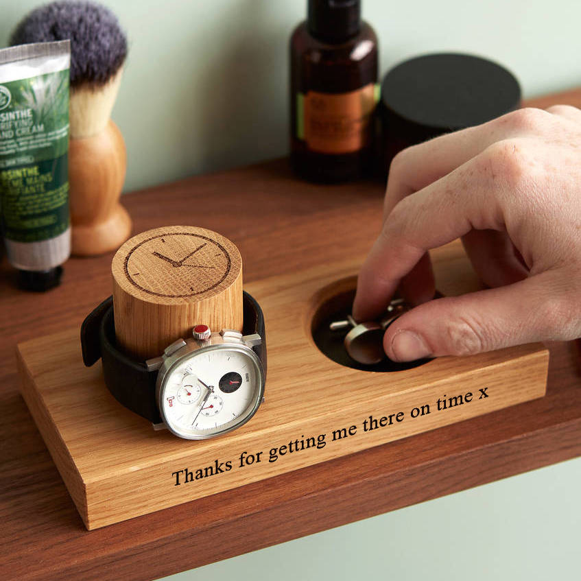 Personalised Cufflinks Tray And Watch Stand, 1 of 12