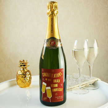 Golden Wedding Anniversary Champagne Gift, 5 of 7