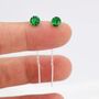 Emerald Green Cz Threader Earrings Sterling Silver, thumbnail 5 of 12
