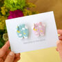 Personalised Origami Twins Baby Grow Card, thumbnail 1 of 4