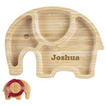 Personalised Eco Bamboo Non Slip Elephant Baby Plate, 3 of 4