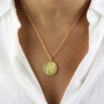 Sun And Moon Yinyang Vermeil Necklace, 2 of 7