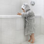 Personalised Elimonks Grey Baby Dressing Gown With Ears, thumbnail 4 of 10