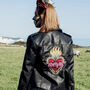 Flaming Heart Anatomical Heart Bride Leather Jacket, thumbnail 2 of 10