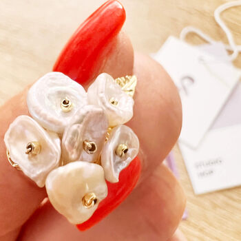 Keshi Pearl Cluster Stud Earrings In A Gift Box, 4 of 11