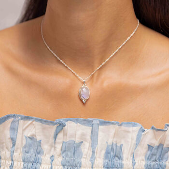 Molten Sterling Silver Moonstone Droplet Necklace, 2 of 11