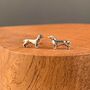 Solid Silver Dachshund Dog Stud Earrings, thumbnail 3 of 4
