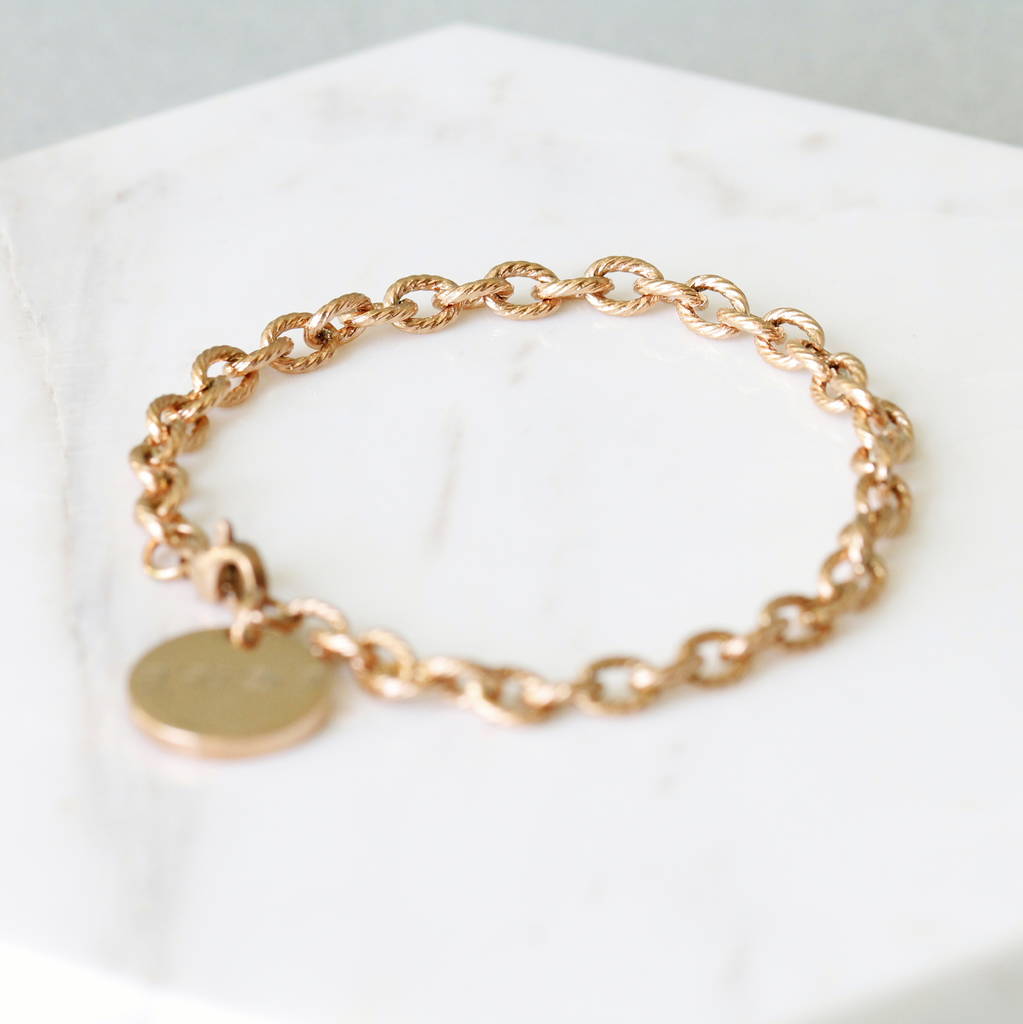 Rose Gold Chain Bracelet With Round Tag By Attic | notonthehighstreet.com