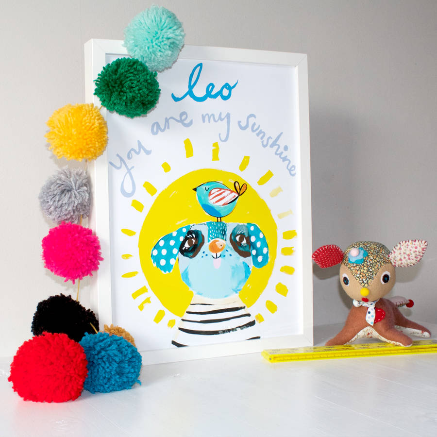 Personalised 'You Are My Sunshine' Dog Print By Eleanor Bowmer