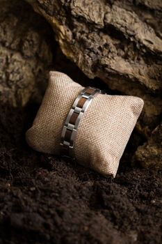 Algarve Engraved Stainless Steel And Walnut Bracelet, 3 of 7