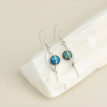 Sterling Silver Labradorite Teardrop Dangle Earrings, 2 of 7