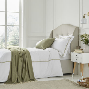 Lexington Olive Green Two Line Sateen Bed Linen, 11 of 12