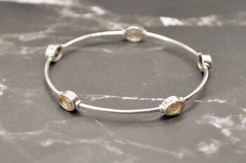 Citrine Sterling Silver Bangle Bracelet, 6 of 6