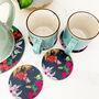 Bullfinch Pot Stand And Floral Coasters Set, thumbnail 5 of 7