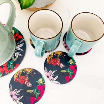 Bullfinch Pot Stand And Floral Coasters Set, 5 of 7