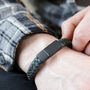 Men's Navy Antiqued Thick Woven Leather Bracelet, thumbnail 2 of 4