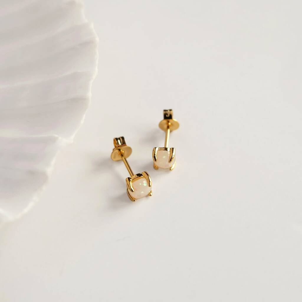 Fire Opal Stud Earrings By Augusta Jewellery
