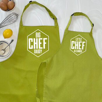 Big Chef Little Chef Personalised Hexagon Aprons, 4 of 8