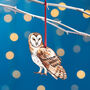 Barn Owl Christmas Tree Decoration, thumbnail 1 of 4