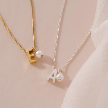 Sterling Silver Slide On Letter And Mini Pearl Necklace, 5 of 11
