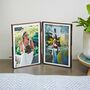 Antique Brass Recycled Glass Folded Double Photo Frame, thumbnail 5 of 12