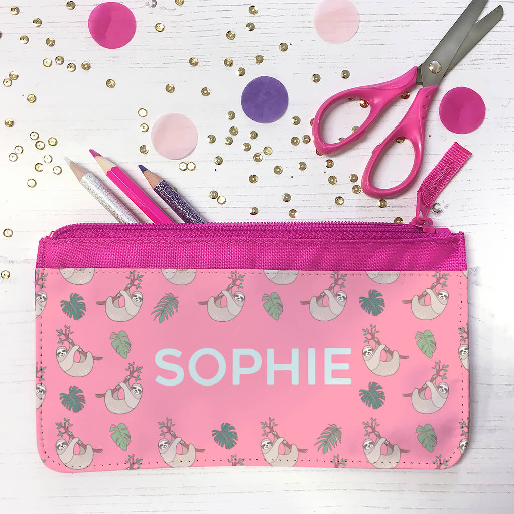 Personalised Tropical Sloths Fabric Pencil Case, 1 of 11