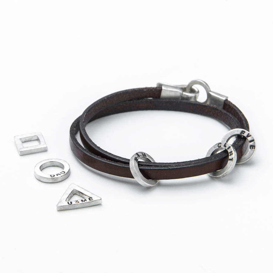 Rugged Leather Mens Charm Bracelet By Kimberley Selwood | 0