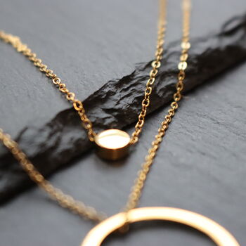 Gold Plated Layered Circle Pendant Necklace, 4 of 6