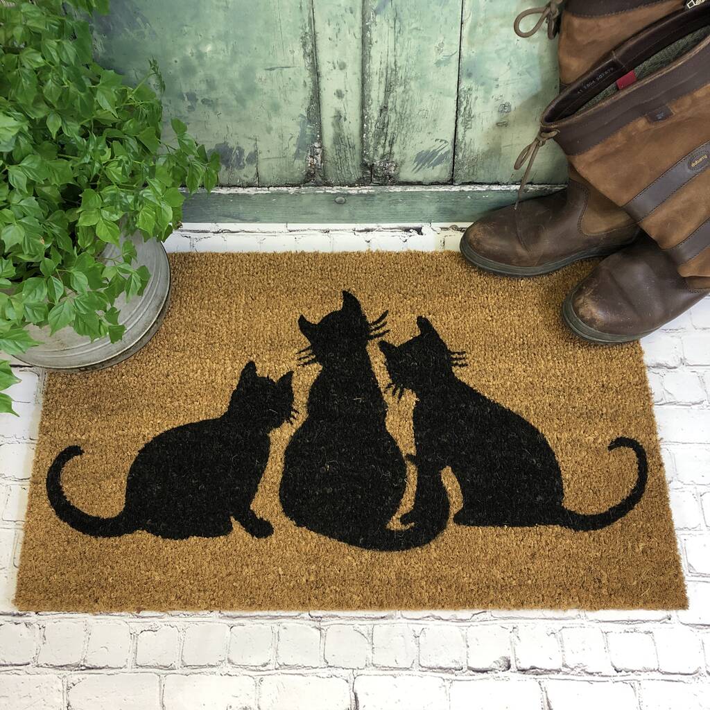 Black Cat Coir Doormat