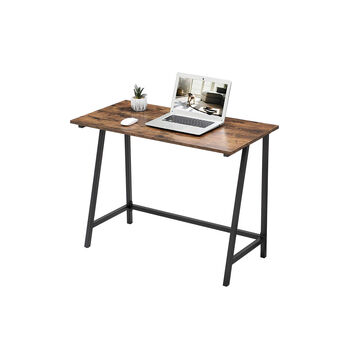 Brown Computer Desk Work Table With Steel Frame, 4 of 8
