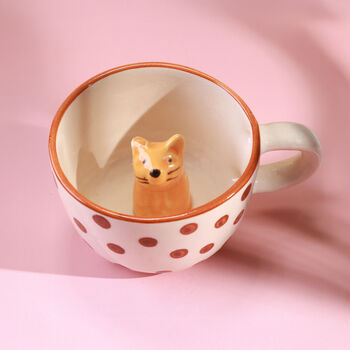 G Decor Handmade And Hand Painted Peekaboo Cats Polka Dot Mug Collection, 4 of 8