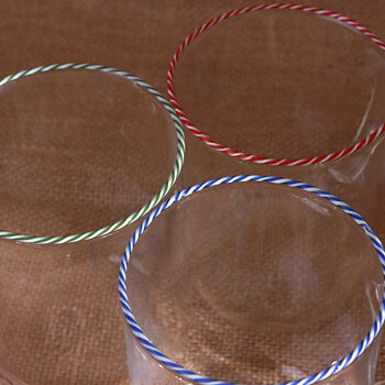 G Decor The Twist Rim Handcrafted Glassware Collection Tea Cups And Coffee Mugs In Red, Blue And Green, 2 of 5