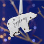 Silver Polar Bear Personalised Christmas Decoration, thumbnail 1 of 2
