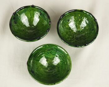 Moroccan Vintage Tamegroute Set Of Three Trinket Bowls, 2 of 6