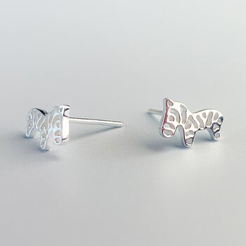 Sterling Silver Zebra Stud Earrings, 2 of 6