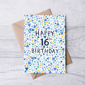 16th Birthday Card For Men, Geometric 16th Card, For Him, 2 of 2