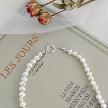 Loretta White Ivory Silver Pearl Drop Jewel Lock Gift Necklace, 5 of 5