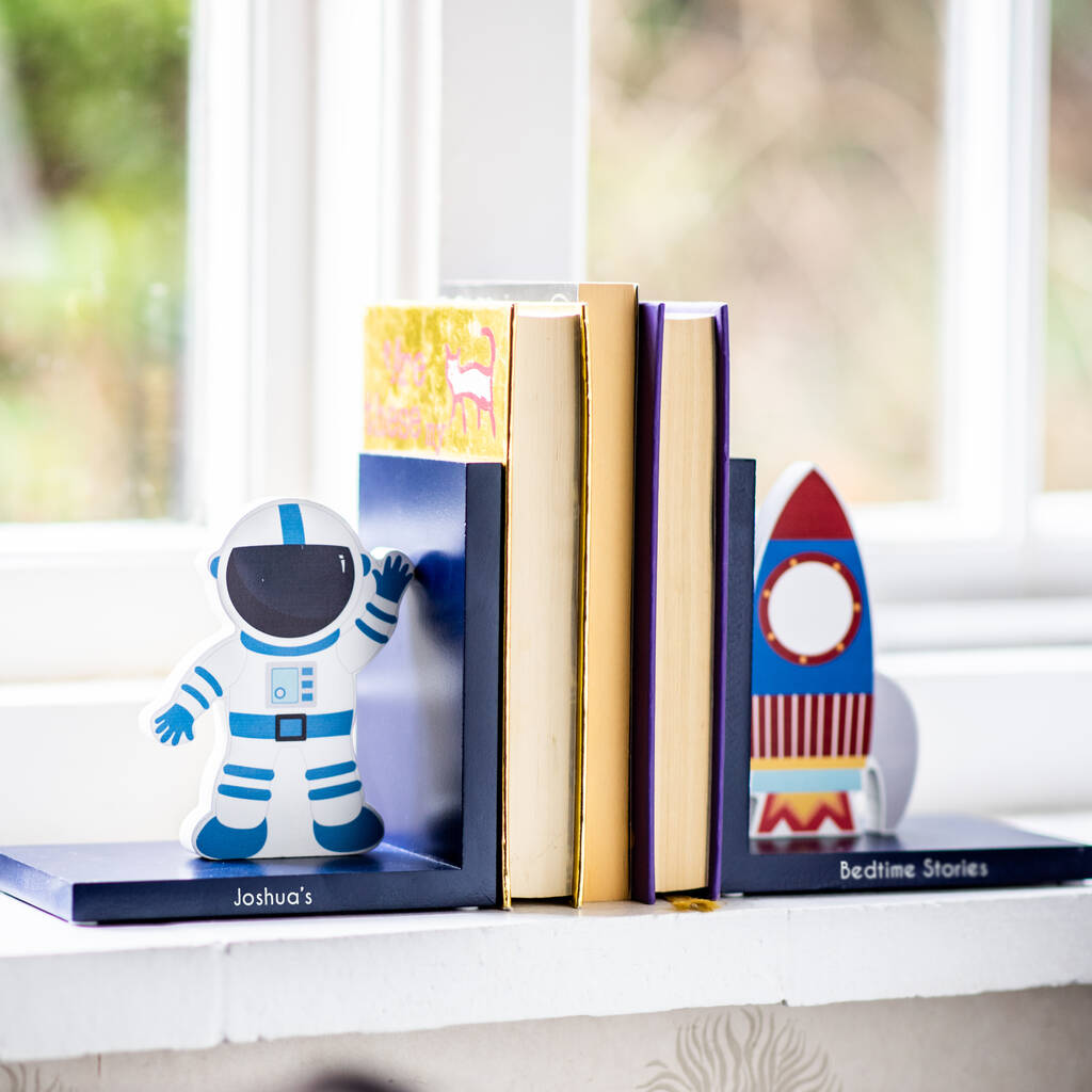 Personalised Space Bookends By TheLittleBoysRoom