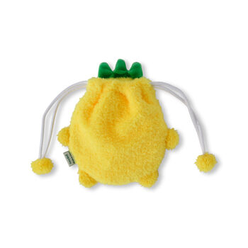 Yellow Pineapple Fluffy Fruit Drawstring Pouch, 2 of 3