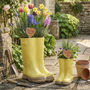 Personalised Heart Little And Large Yellow Welly Planters Gift Set, thumbnail 1 of 8