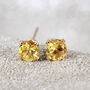 Yellow Citrine Stud Earrings In Silver Or Gold, thumbnail 5 of 11
