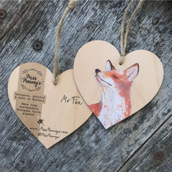 Fox Wooden Hanging Heart Decoration, 2 of 3