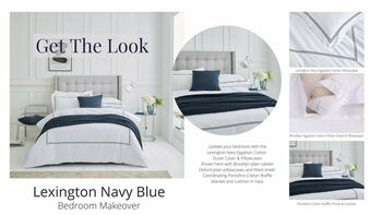 Lexington Navy Blue Two Line Sateen Bed Linen, 2 of 7