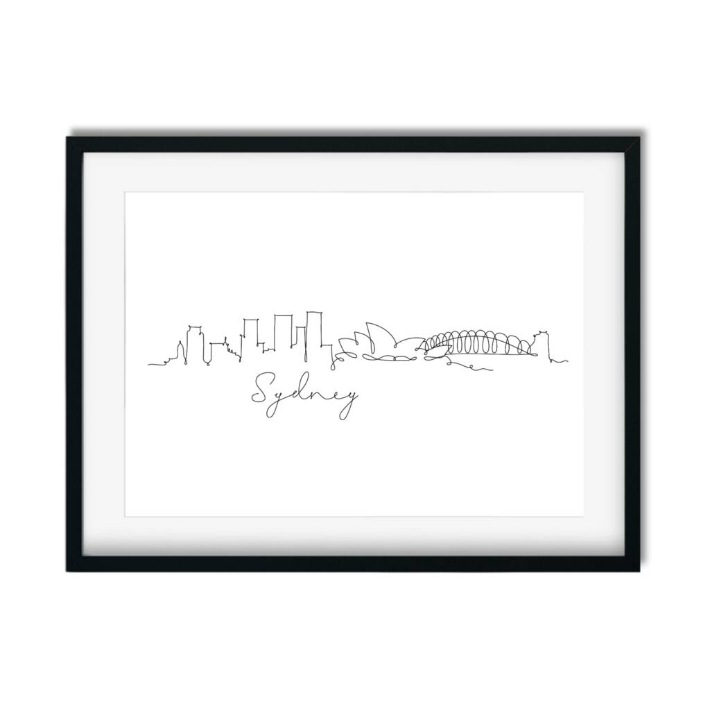 Sydney Skyline Continuous Line Drawing – Hand Drawn Travel Art Print, 1 of 4