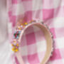 Gem Detailed Floral Headband In Pink, thumbnail 4 of 4