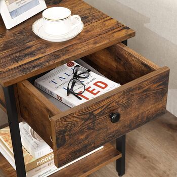 Nightstand Bedside Side Table With Drawer And Shelf, 7 of 9