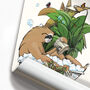 Sloth In Bathtub, Funny Toilet Art, thumbnail 3 of 7