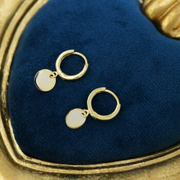 Sterling Silver Round Disk Drop Earrings, 3 of 12