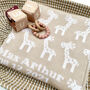 Personalised Knitted Giraffe Baby Blanket, thumbnail 10 of 12